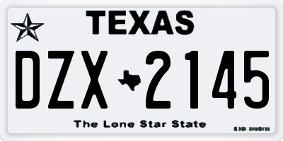 TX license plate DZX2145