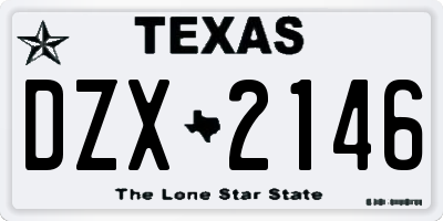 TX license plate DZX2146