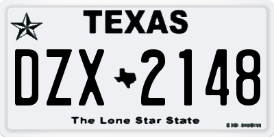 TX license plate DZX2148