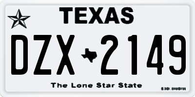 TX license plate DZX2149