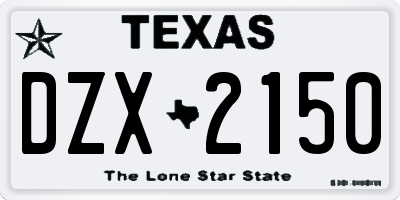 TX license plate DZX2150
