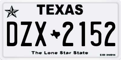 TX license plate DZX2152