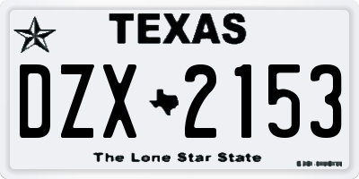 TX license plate DZX2153