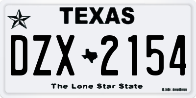 TX license plate DZX2154