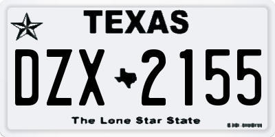 TX license plate DZX2155