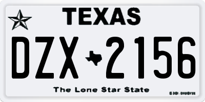 TX license plate DZX2156