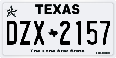 TX license plate DZX2157
