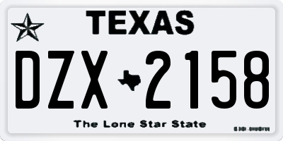 TX license plate DZX2158