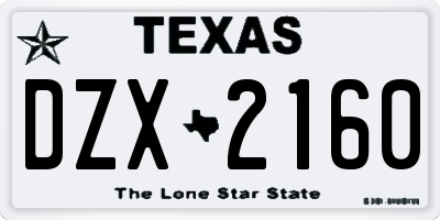 TX license plate DZX2160