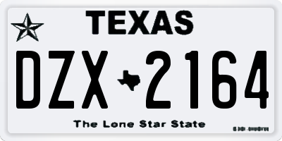 TX license plate DZX2164