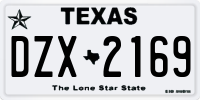 TX license plate DZX2169