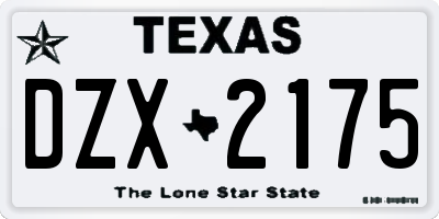 TX license plate DZX2175