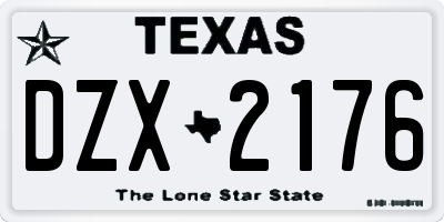 TX license plate DZX2176
