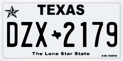 TX license plate DZX2179