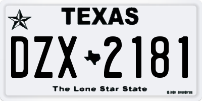 TX license plate DZX2181