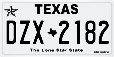 TX license plate DZX2182