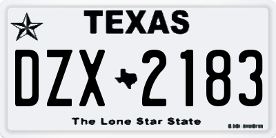 TX license plate DZX2183