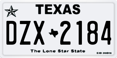 TX license plate DZX2184