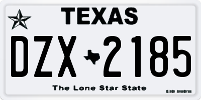 TX license plate DZX2185