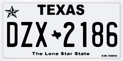 TX license plate DZX2186
