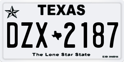 TX license plate DZX2187