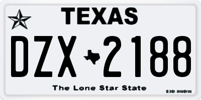 TX license plate DZX2188