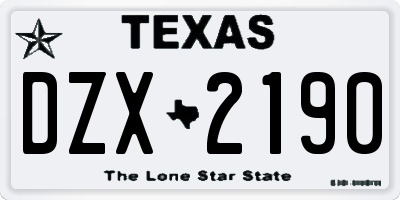 TX license plate DZX2190