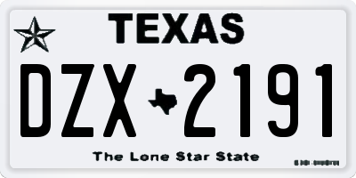 TX license plate DZX2191