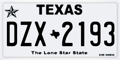 TX license plate DZX2193