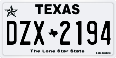 TX license plate DZX2194