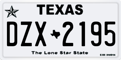 TX license plate DZX2195