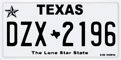 TX license plate DZX2196