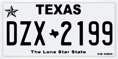 TX license plate DZX2199