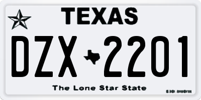 TX license plate DZX2201
