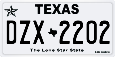 TX license plate DZX2202