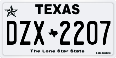 TX license plate DZX2207