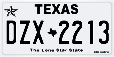 TX license plate DZX2213