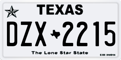 TX license plate DZX2215