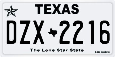 TX license plate DZX2216