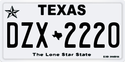 TX license plate DZX2220
