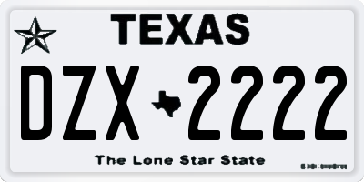 TX license plate DZX2222