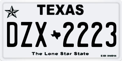 TX license plate DZX2223
