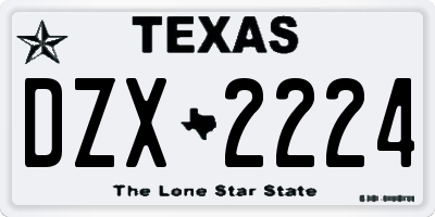 TX license plate DZX2224