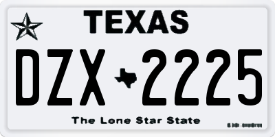 TX license plate DZX2225