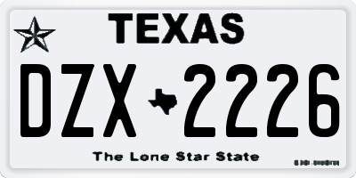 TX license plate DZX2226