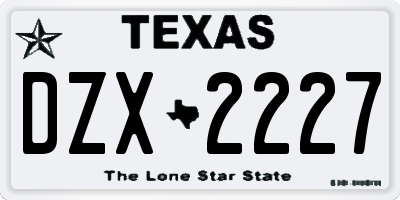 TX license plate DZX2227