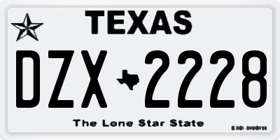 TX license plate DZX2228
