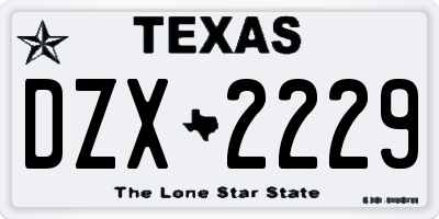 TX license plate DZX2229