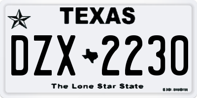 TX license plate DZX2230