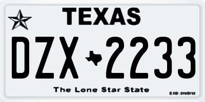 TX license plate DZX2233